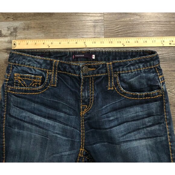 Vigoss Boot Cut Womens Size 33x32 Dark Wash Thick Stitch Blue Jeans - Picture 8 of 10